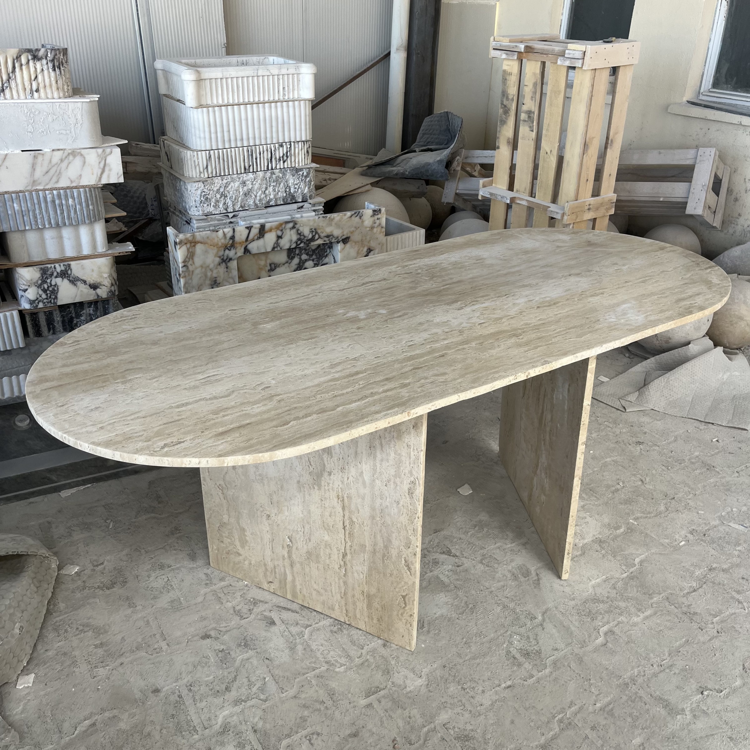 Travertine Marble Table — view 4
