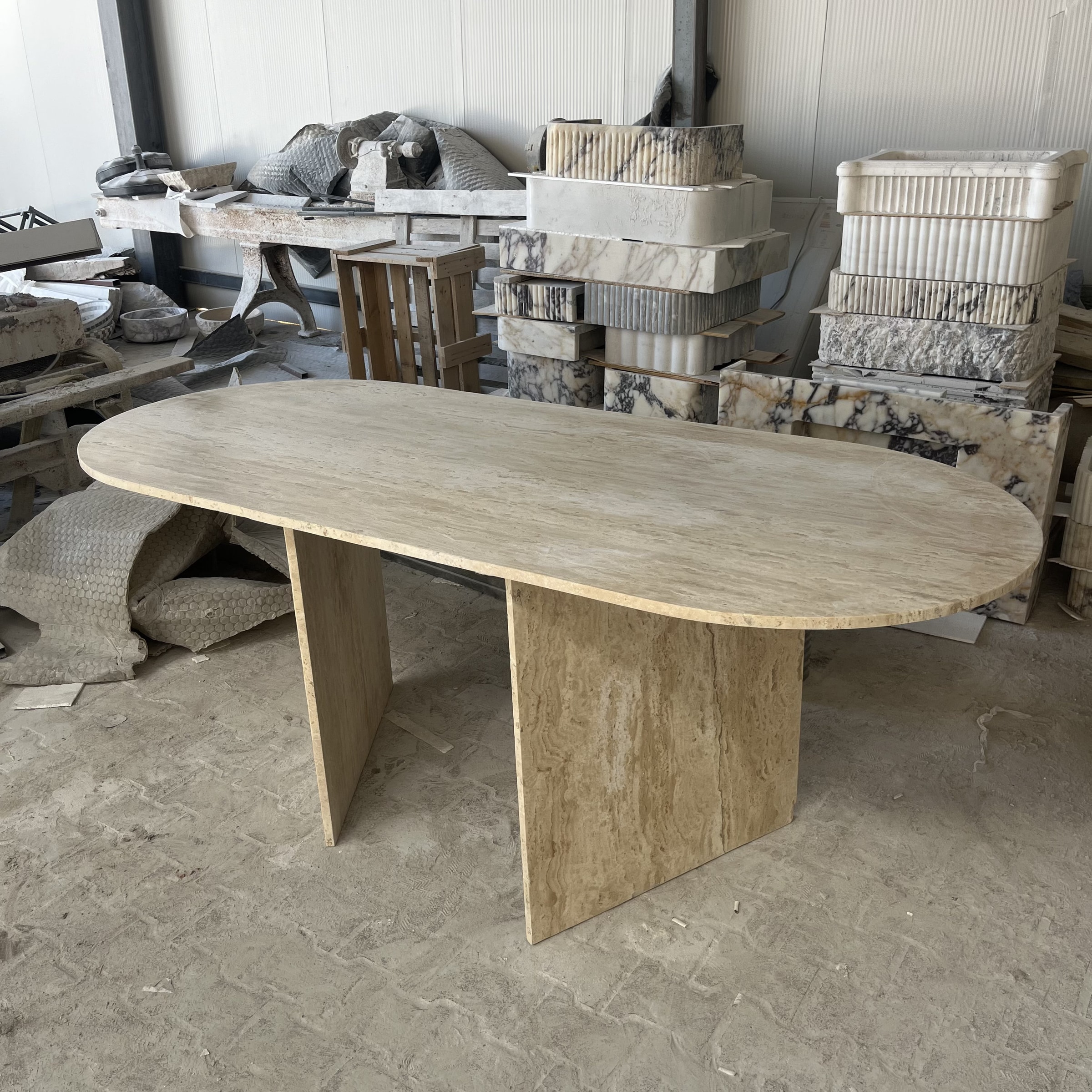 Travertine Marble Table — view 3