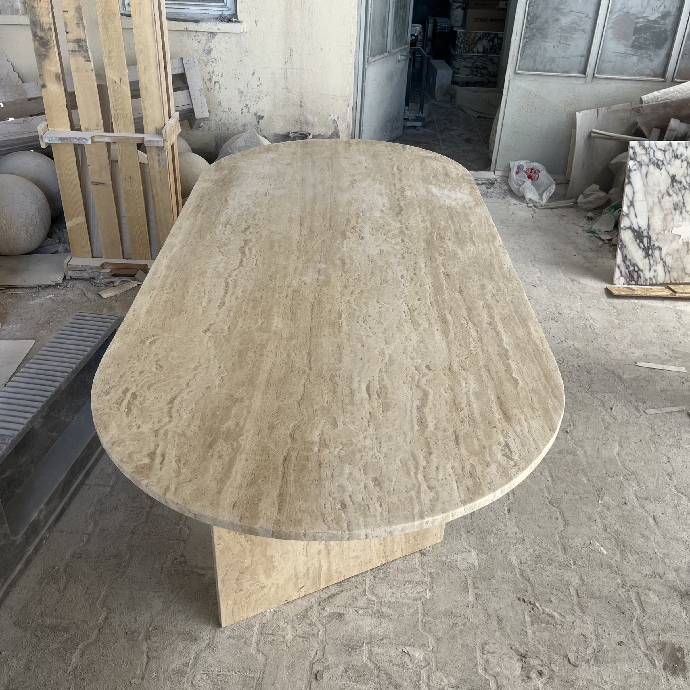 Travertine Marble Table — view 2