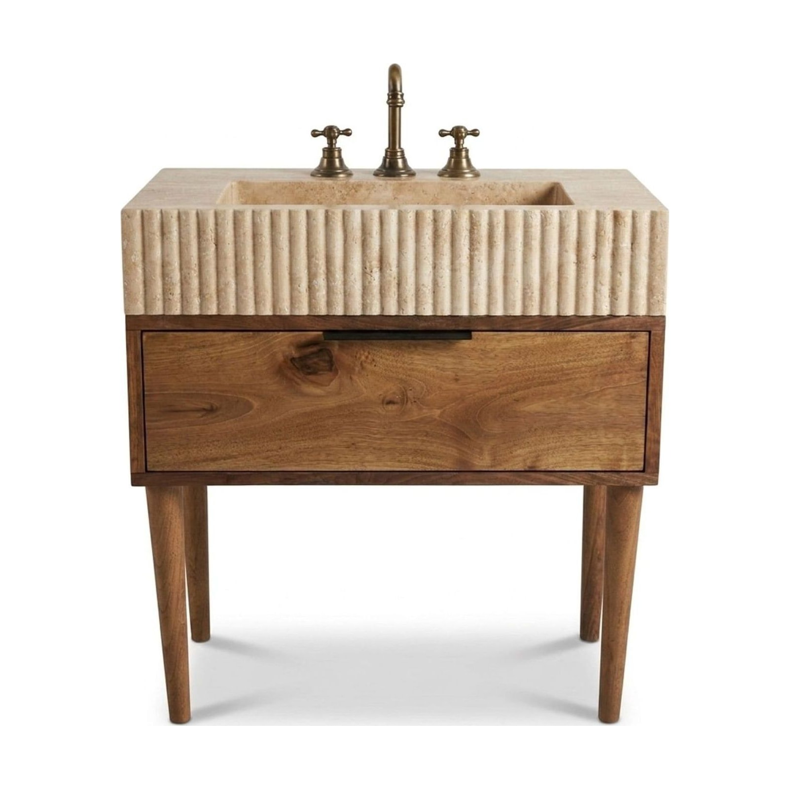 Travertine Marble Vanity — 30″ × 14″ × 6″
