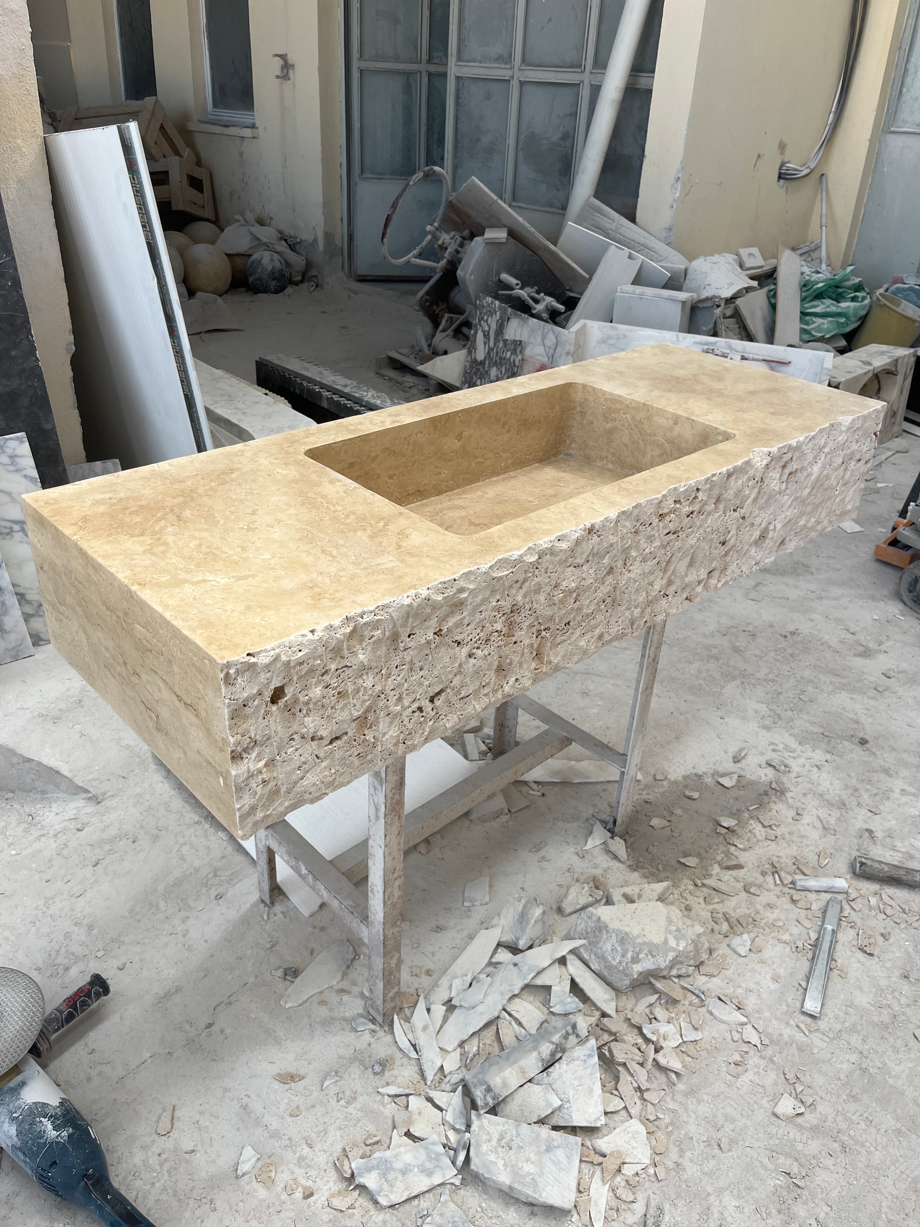 Travertine Marble Sink — view 2