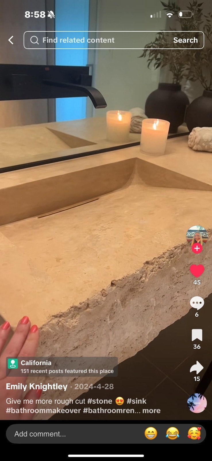 Travertine Marble Sink — view 9