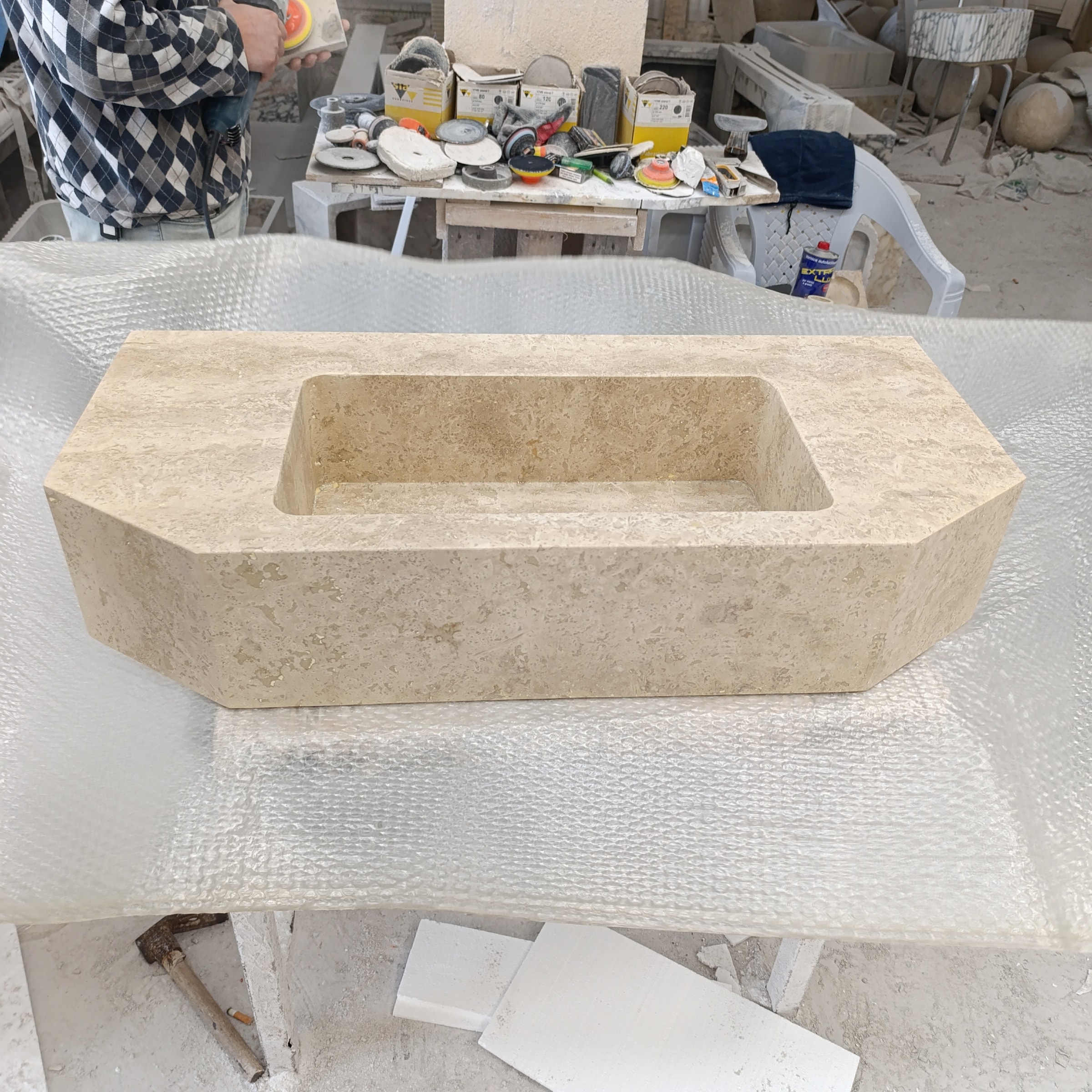 Travertine Marble Sink — view 10