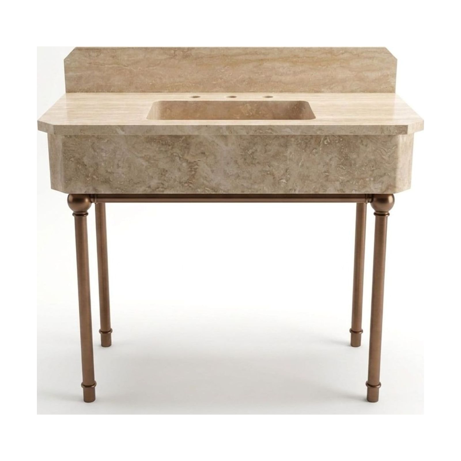 Travertine Marble Sink — 36″ × 16″ × 7″ · No. 0253