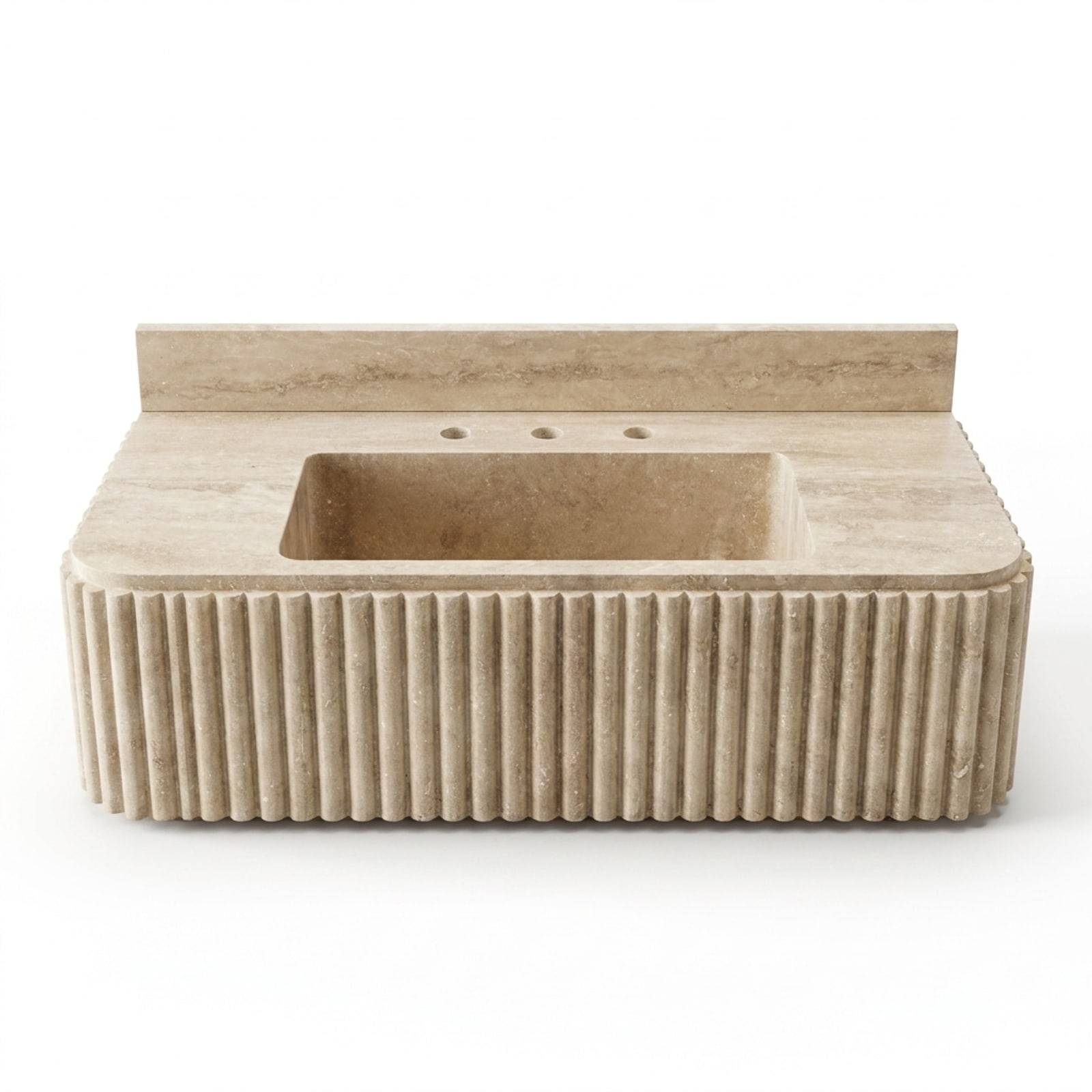 Travertine Marble Sink — 36″ × 15″ × 8″