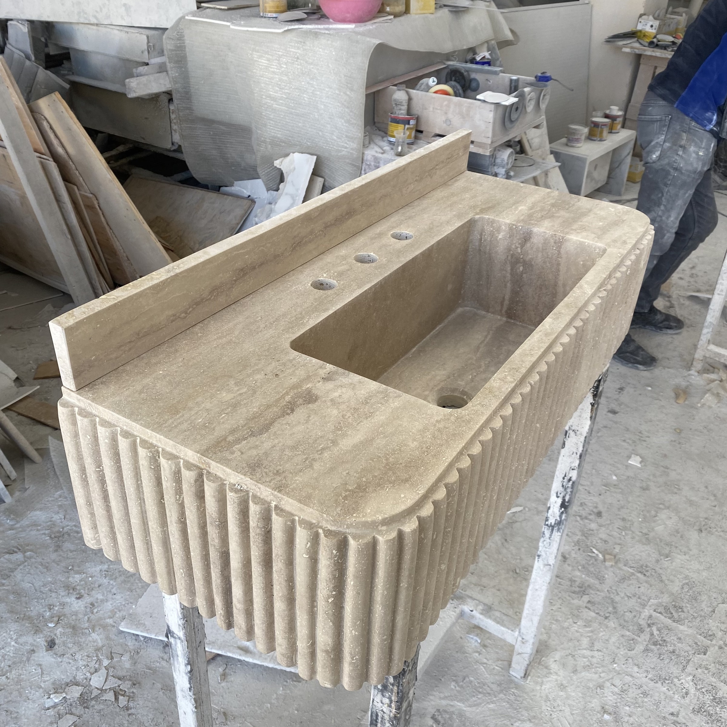 Travertine Marble Sink — view 2