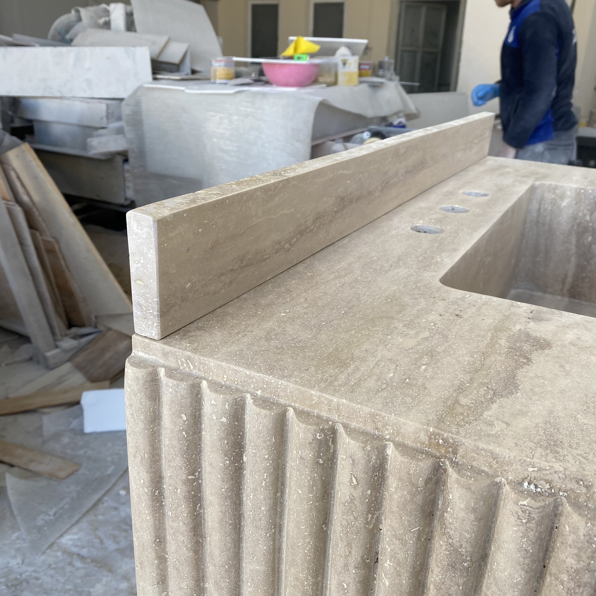 Travertine Marble Sink — view 9