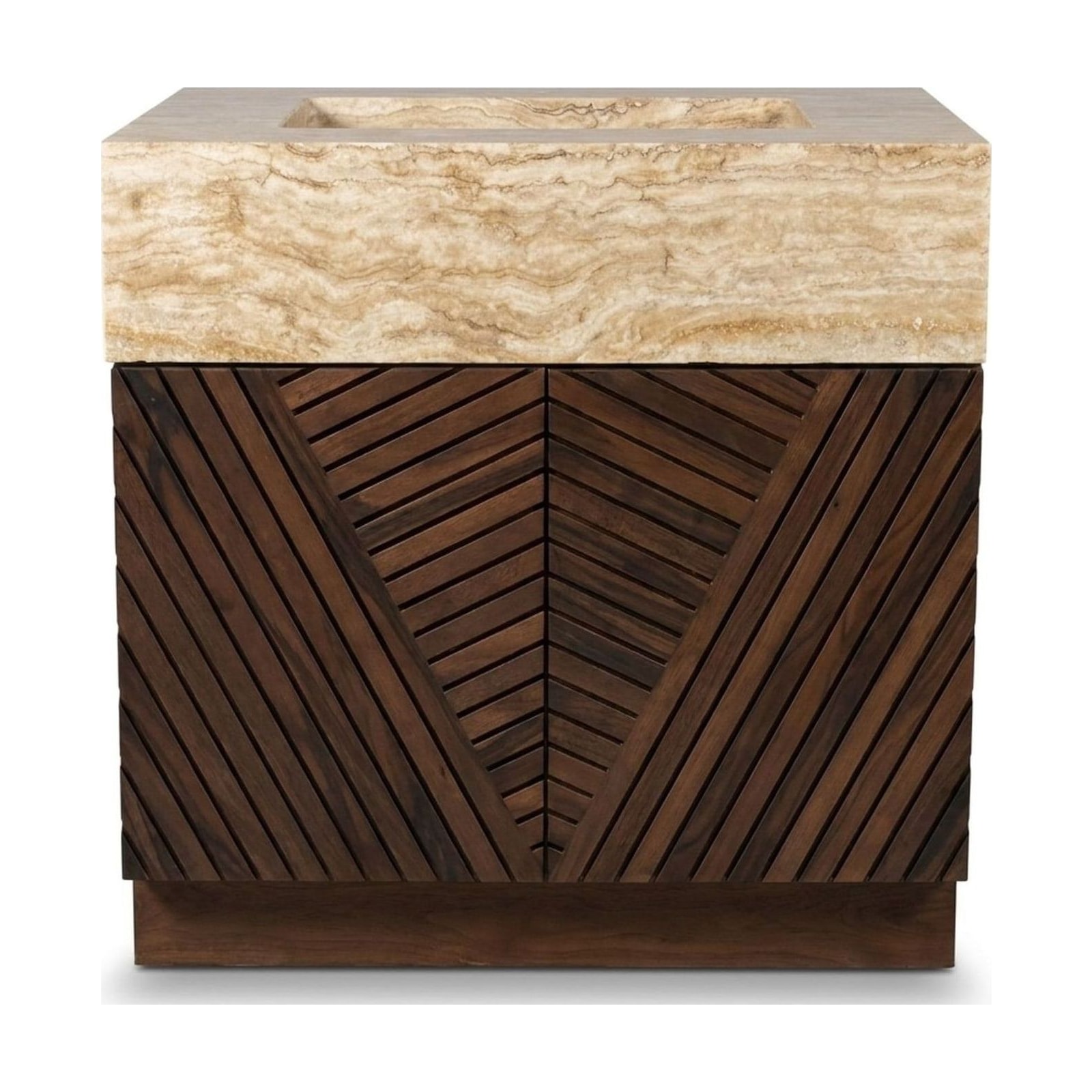 Travertine Marble Vanity — 28″ × 18″ × 6″