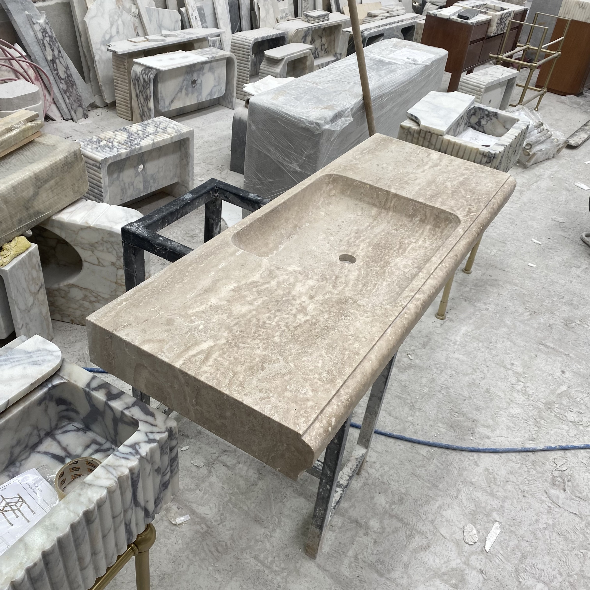 Travertine Marble Sink — view 9