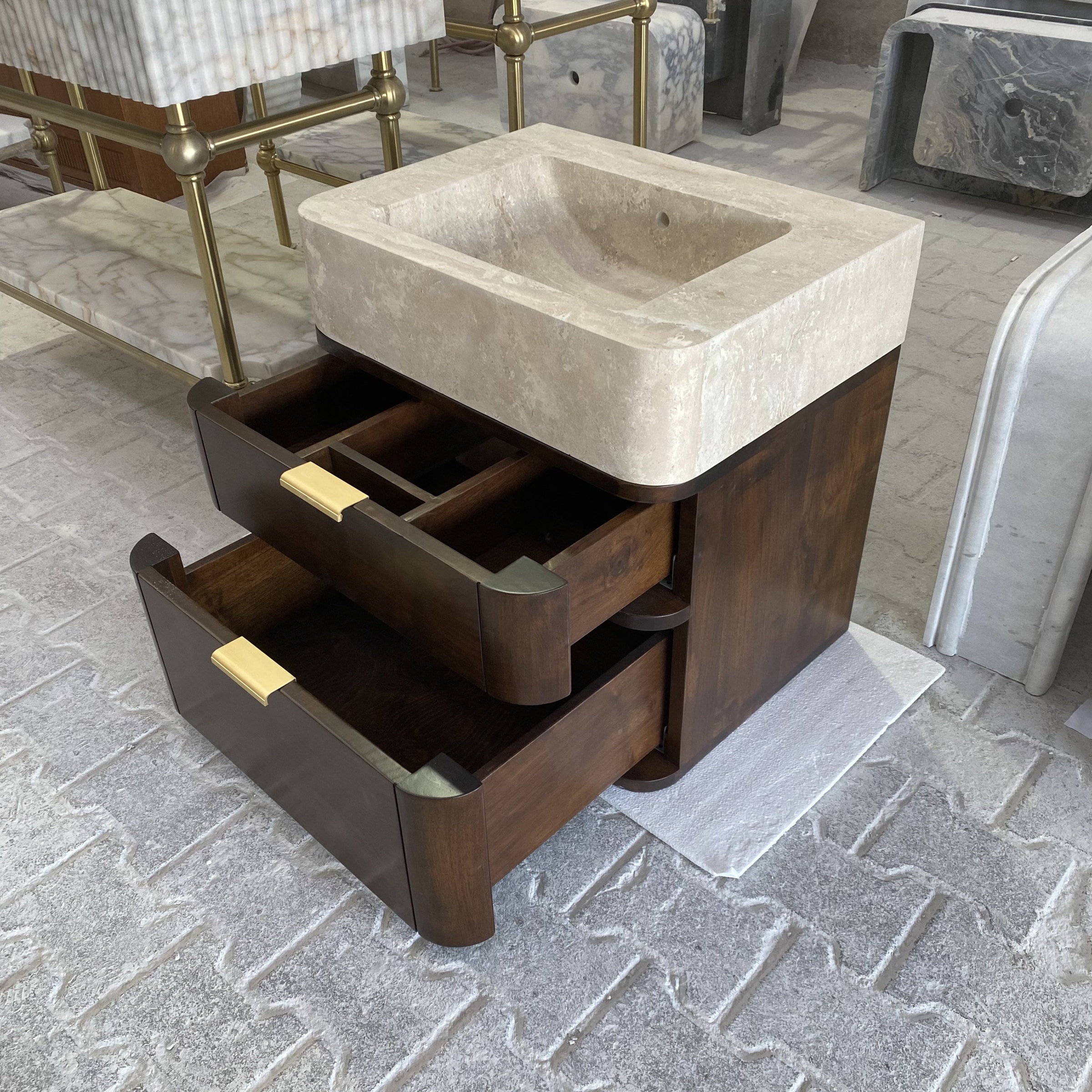 Travertine Marble Vanity — view 2