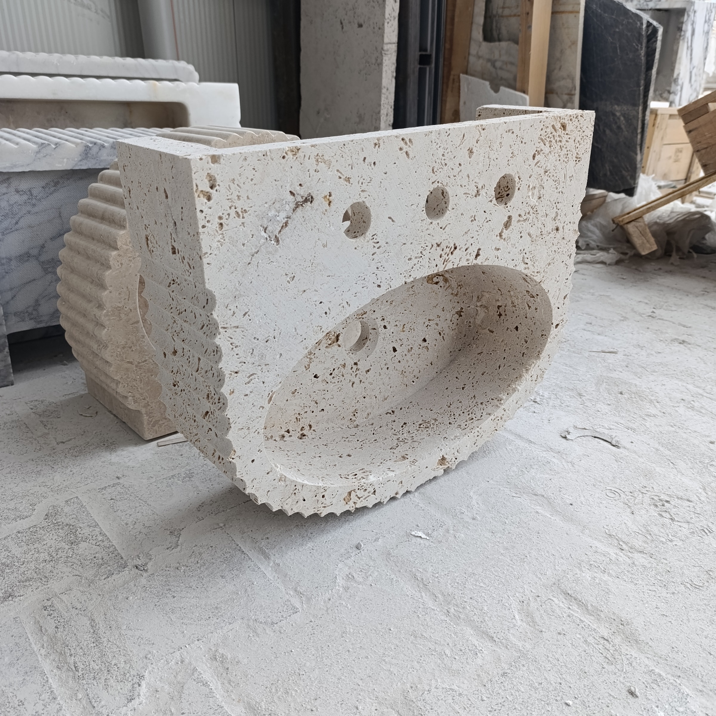 Travertine Marble Sink — view 7