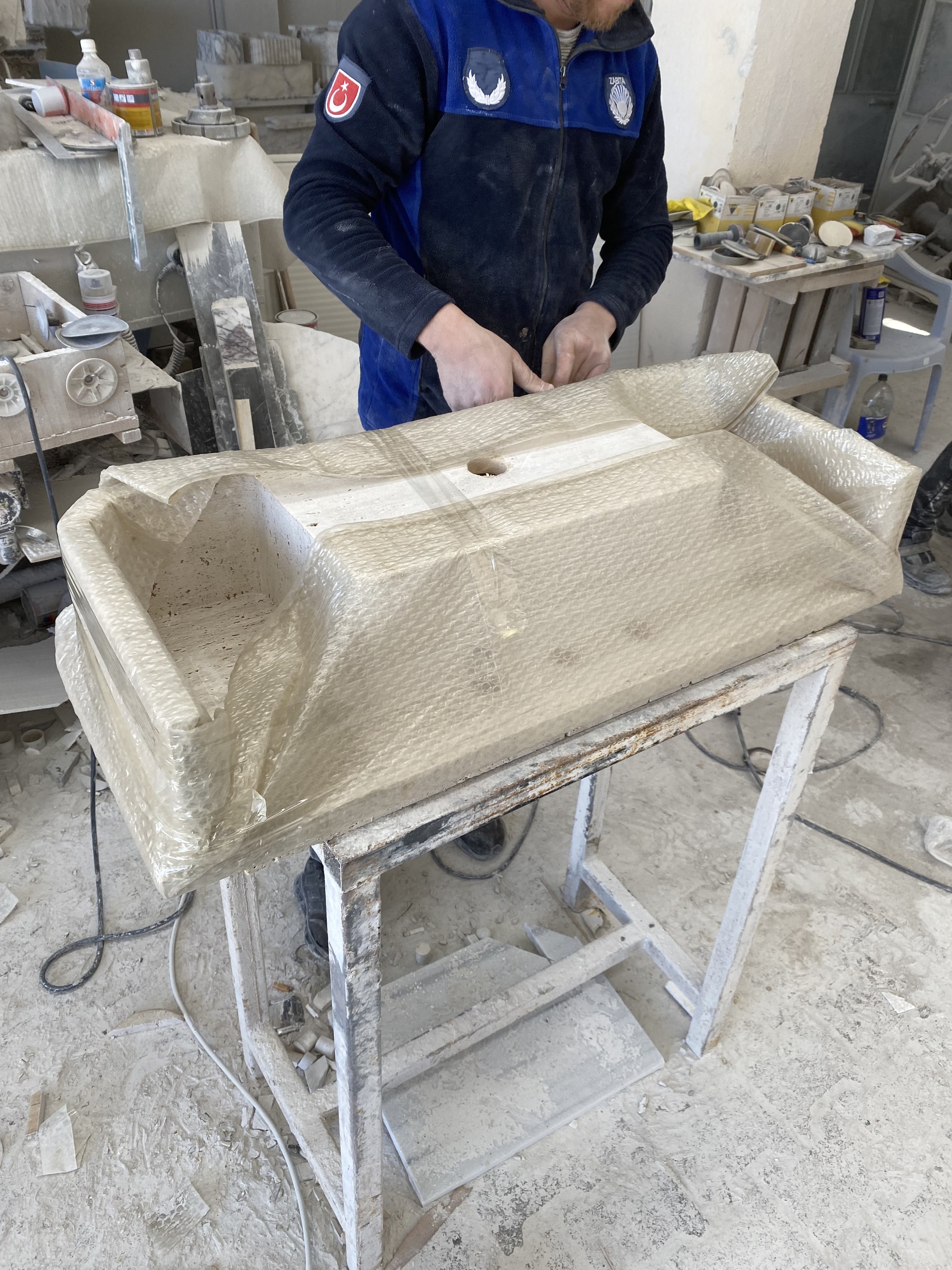 Travertine Marble Sink — view 7