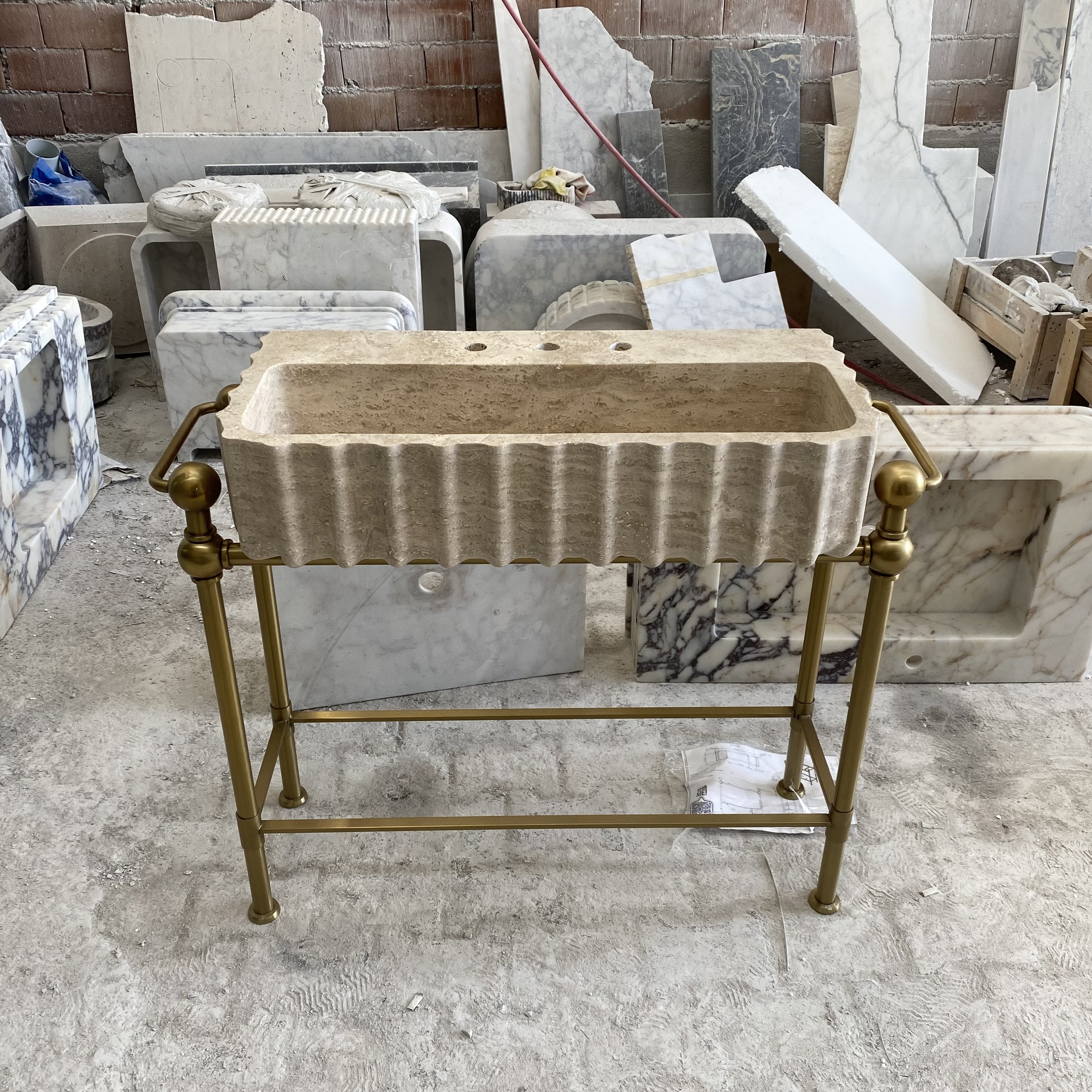 Travertine Marble Sink — view 4