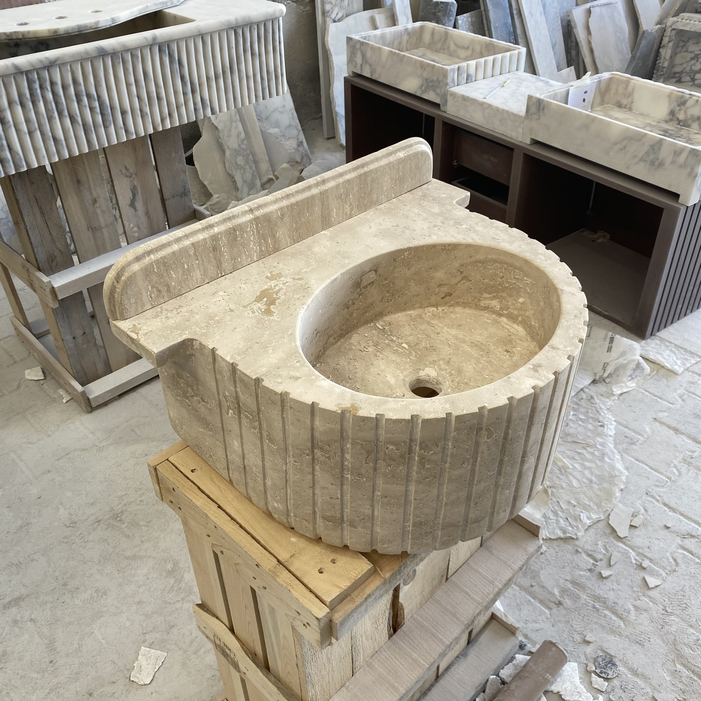 Travertine Marble Sink — view 4