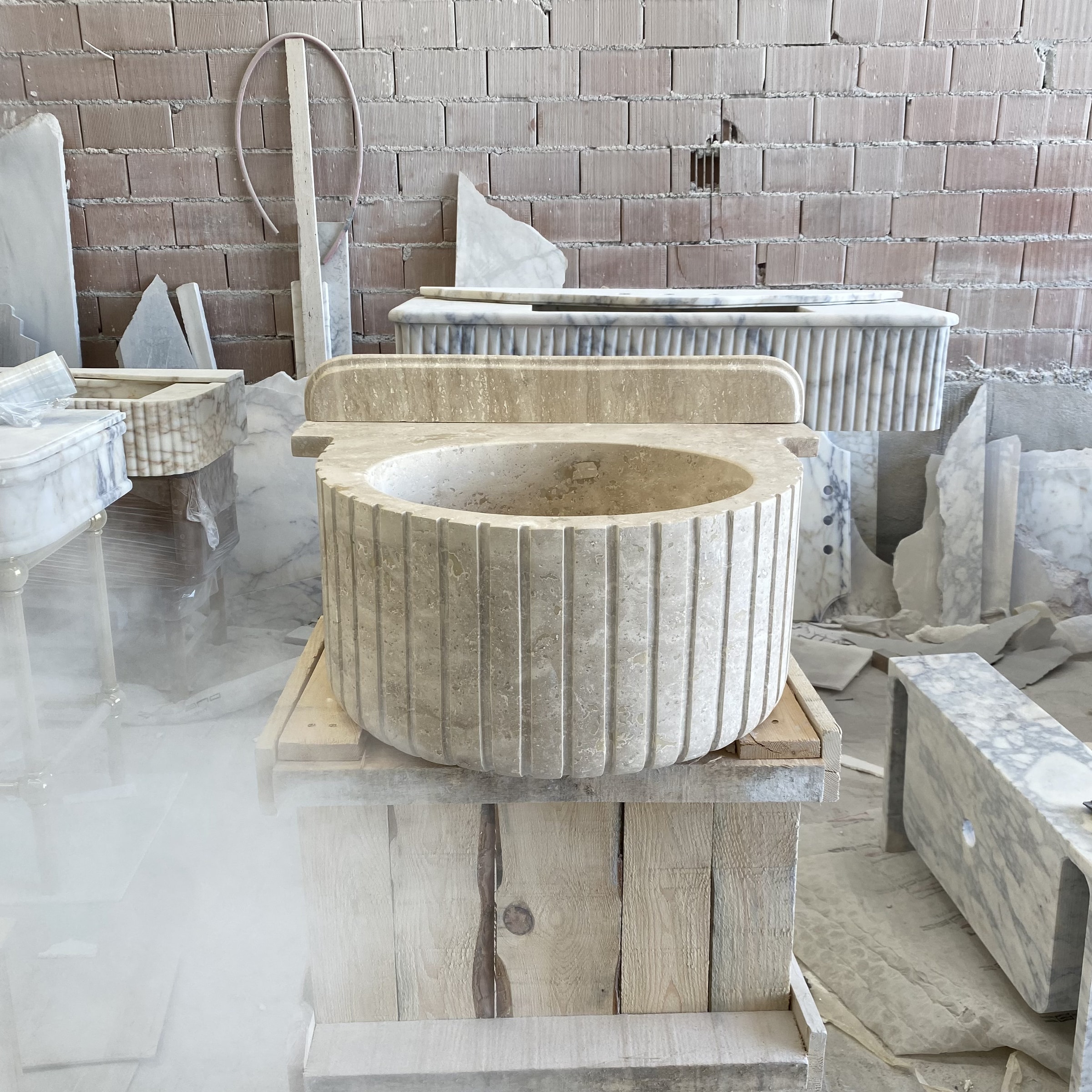Travertine Marble Sink — view 5