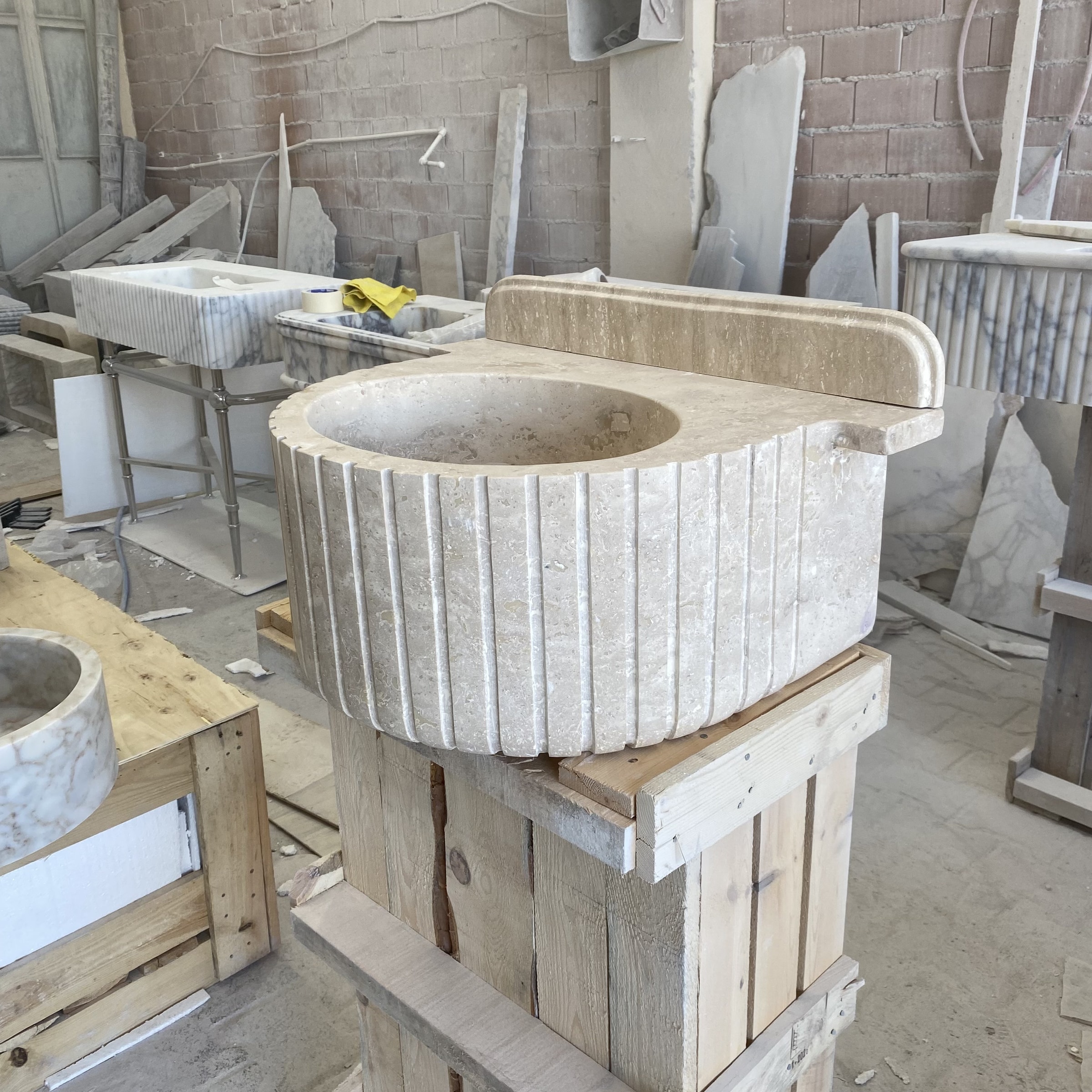 Travertine Marble Sink — view 6