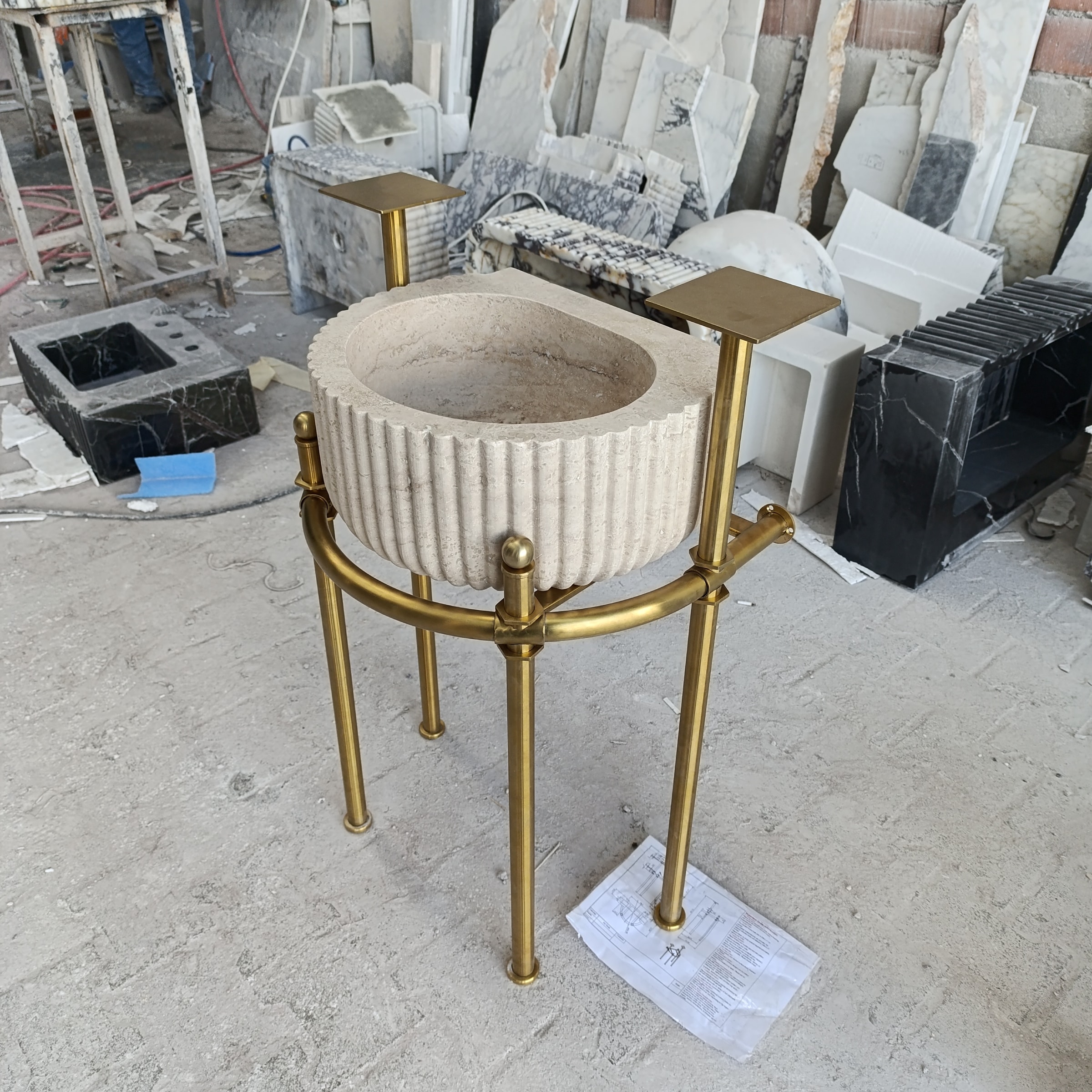 Travertine Marble Sink — view 4