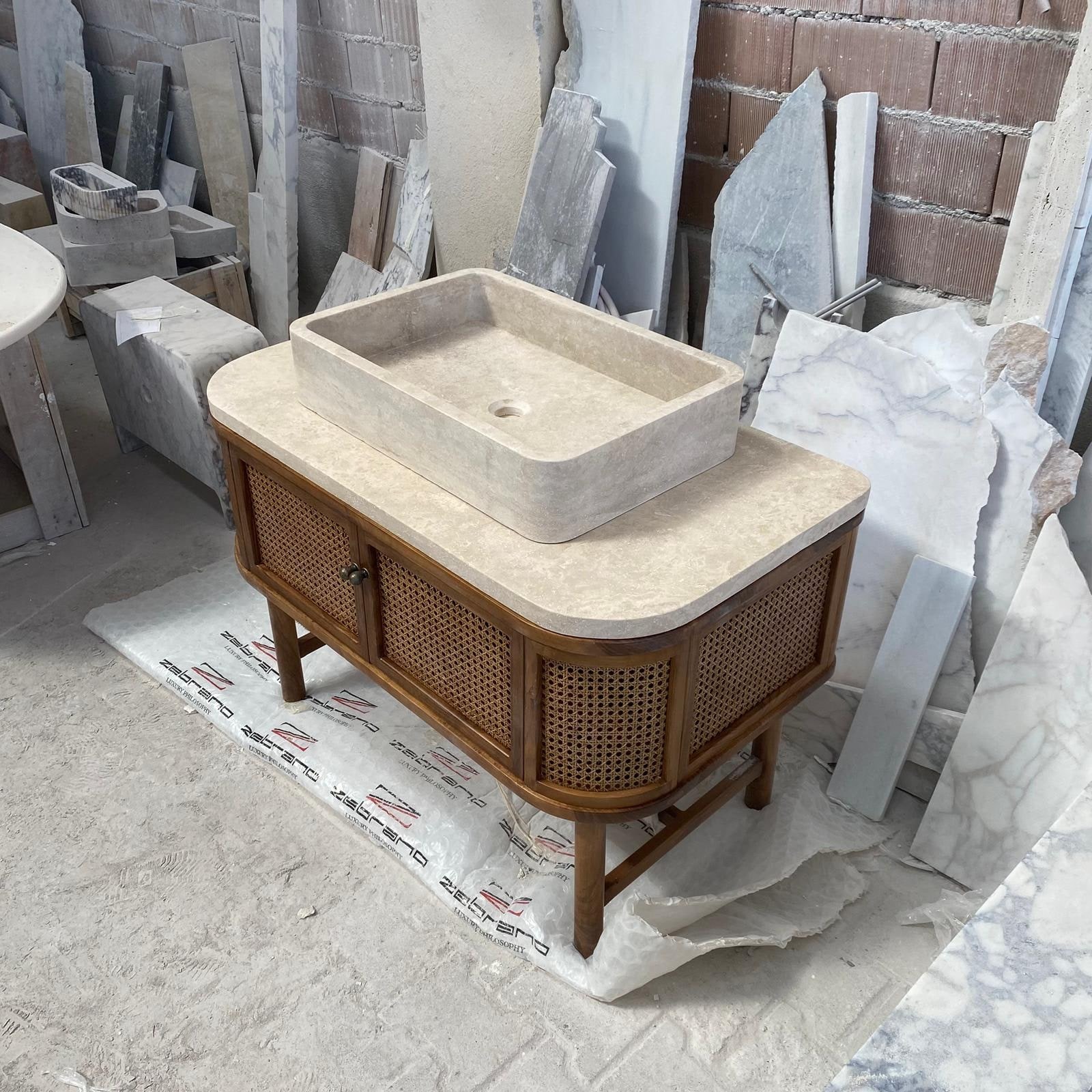 Travertine Marble Sink — view 4