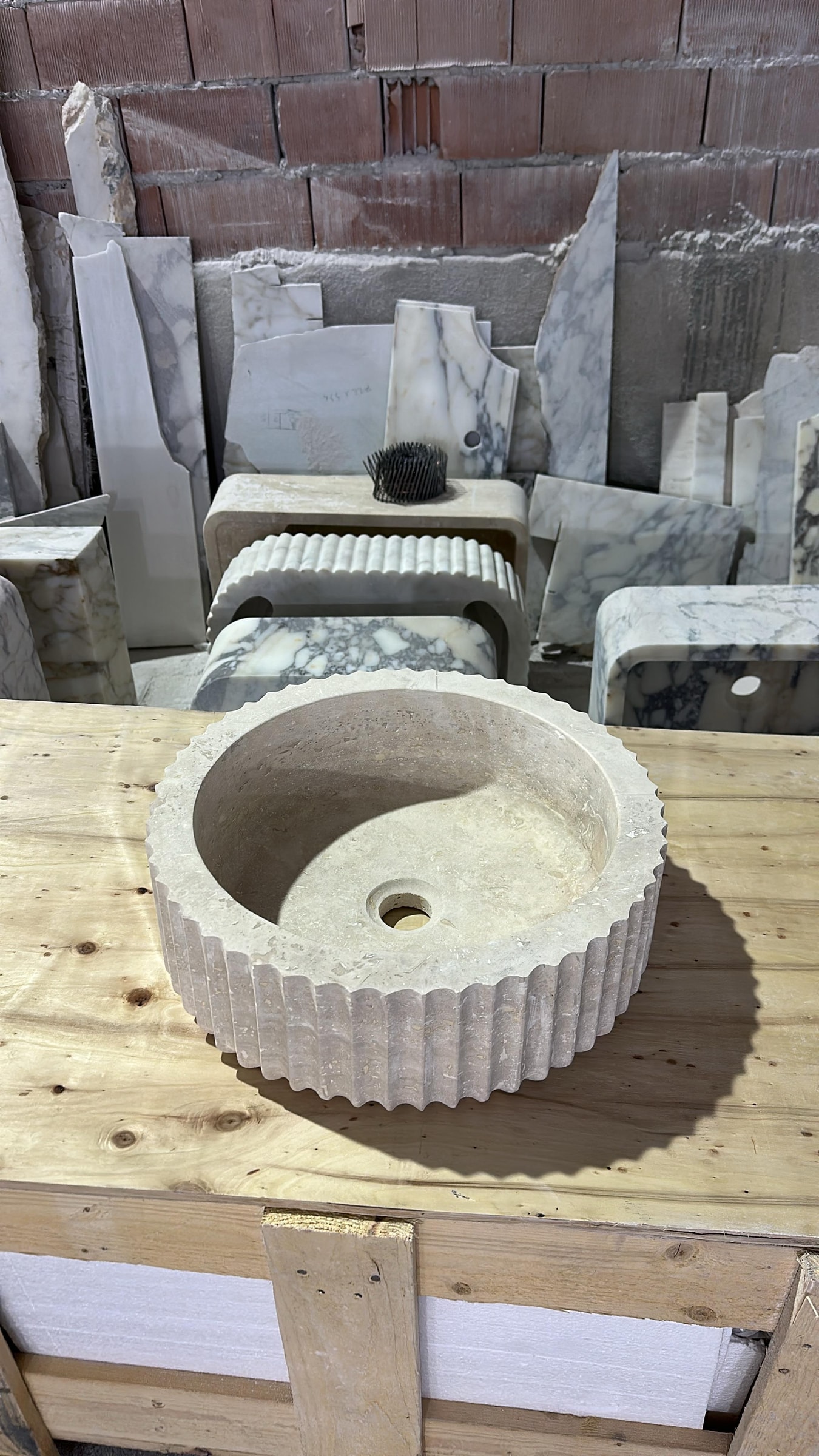 Travertine Marble Sink — view 2
