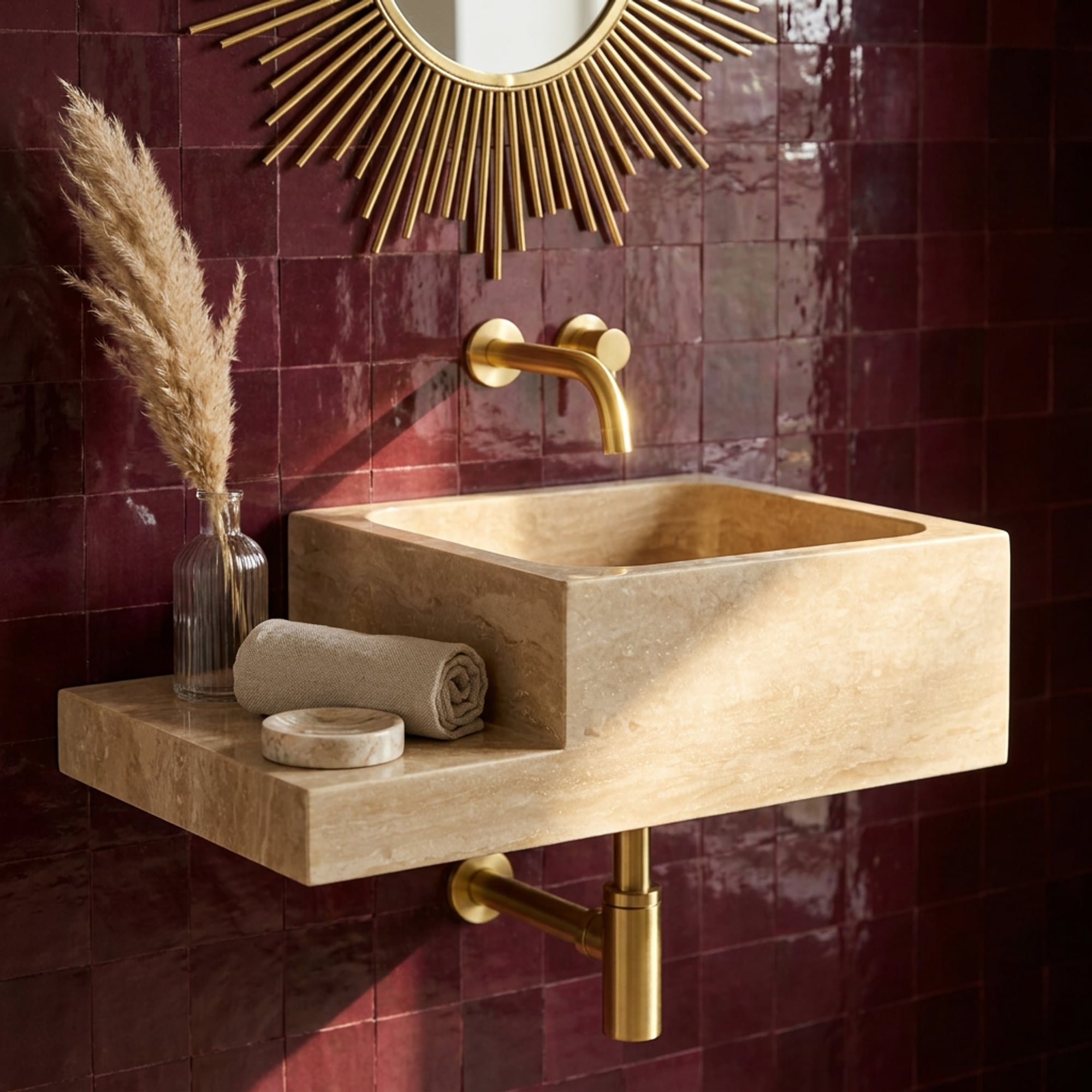 Hand Carved Wall Mounted Travertine Sink, Straight from …
