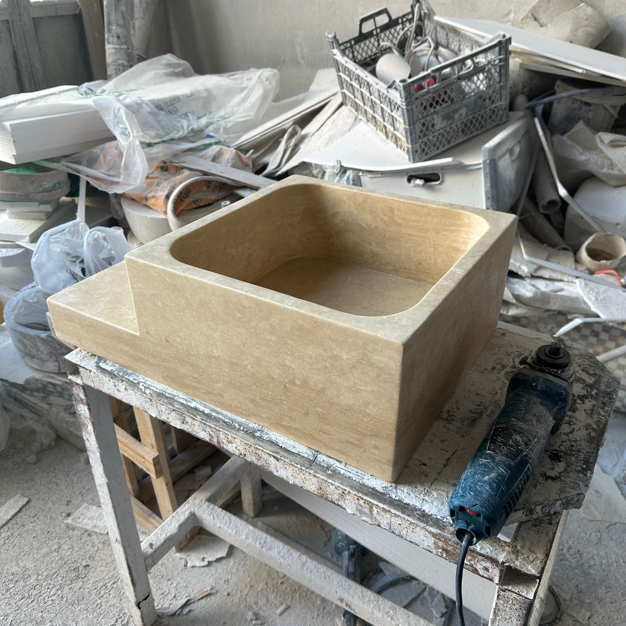 Travertine Marble Sink — view 4