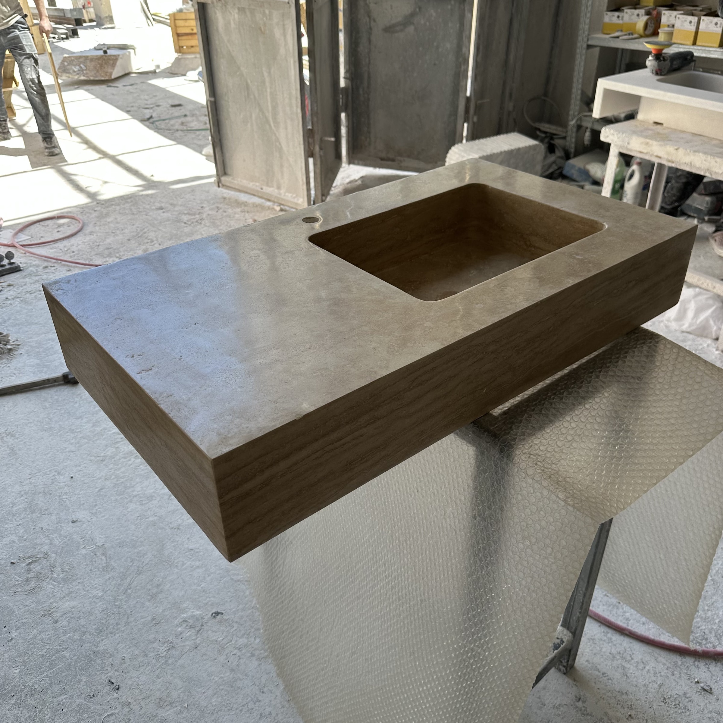 Travertine Marble Sink — view 4