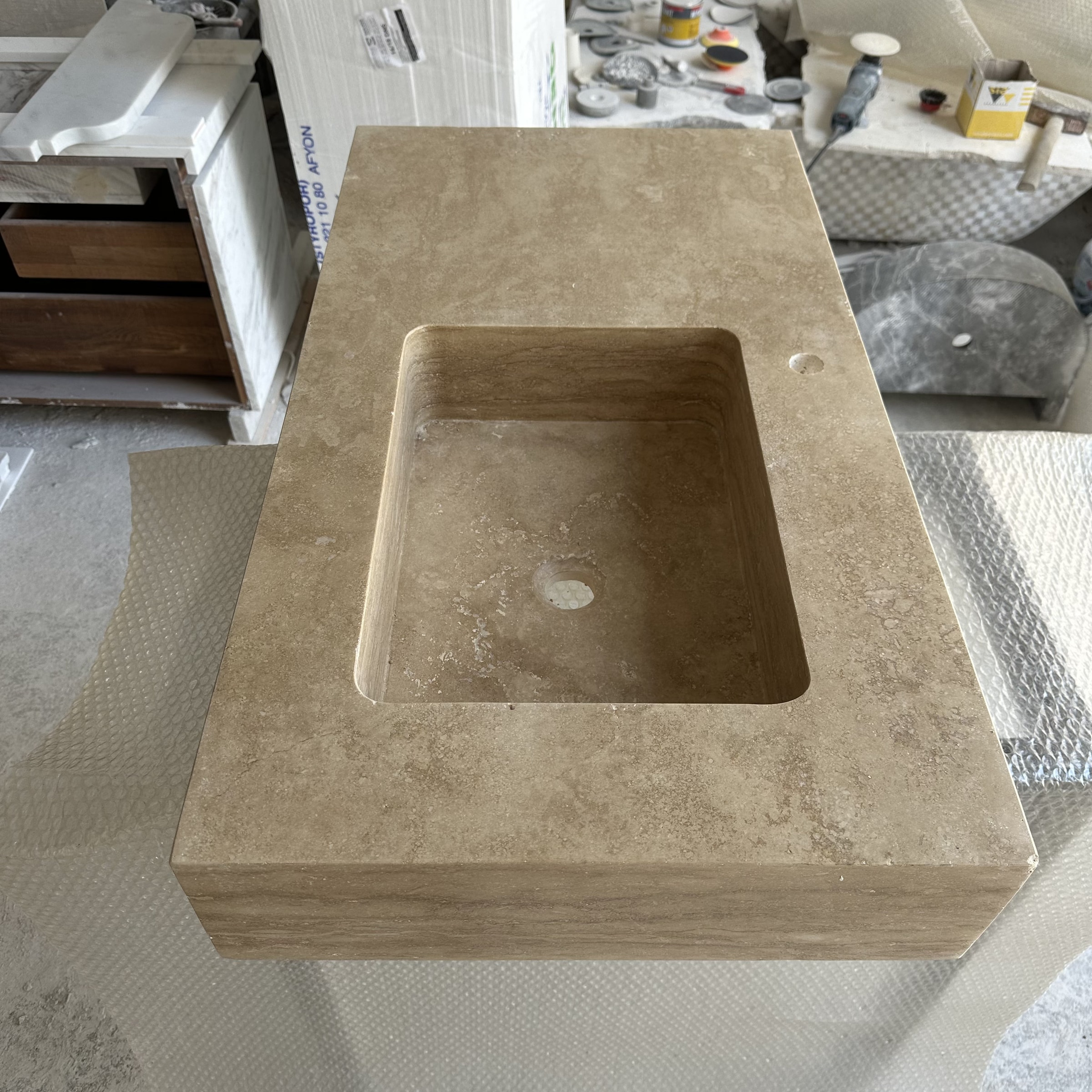 Travertine Marble Sink — view 6